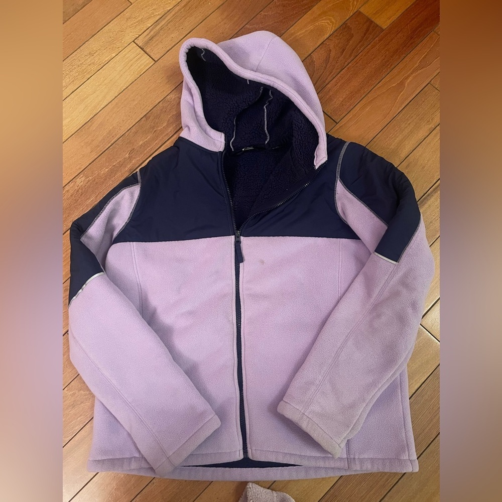 Girls XL Lands End Purple with Navy accents Heavy Zip Ip Outerwear Sweat Jacket